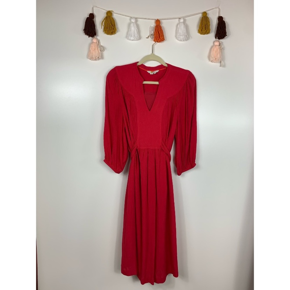 Boden Hot Pink Tie-Back Peasant Dress 10